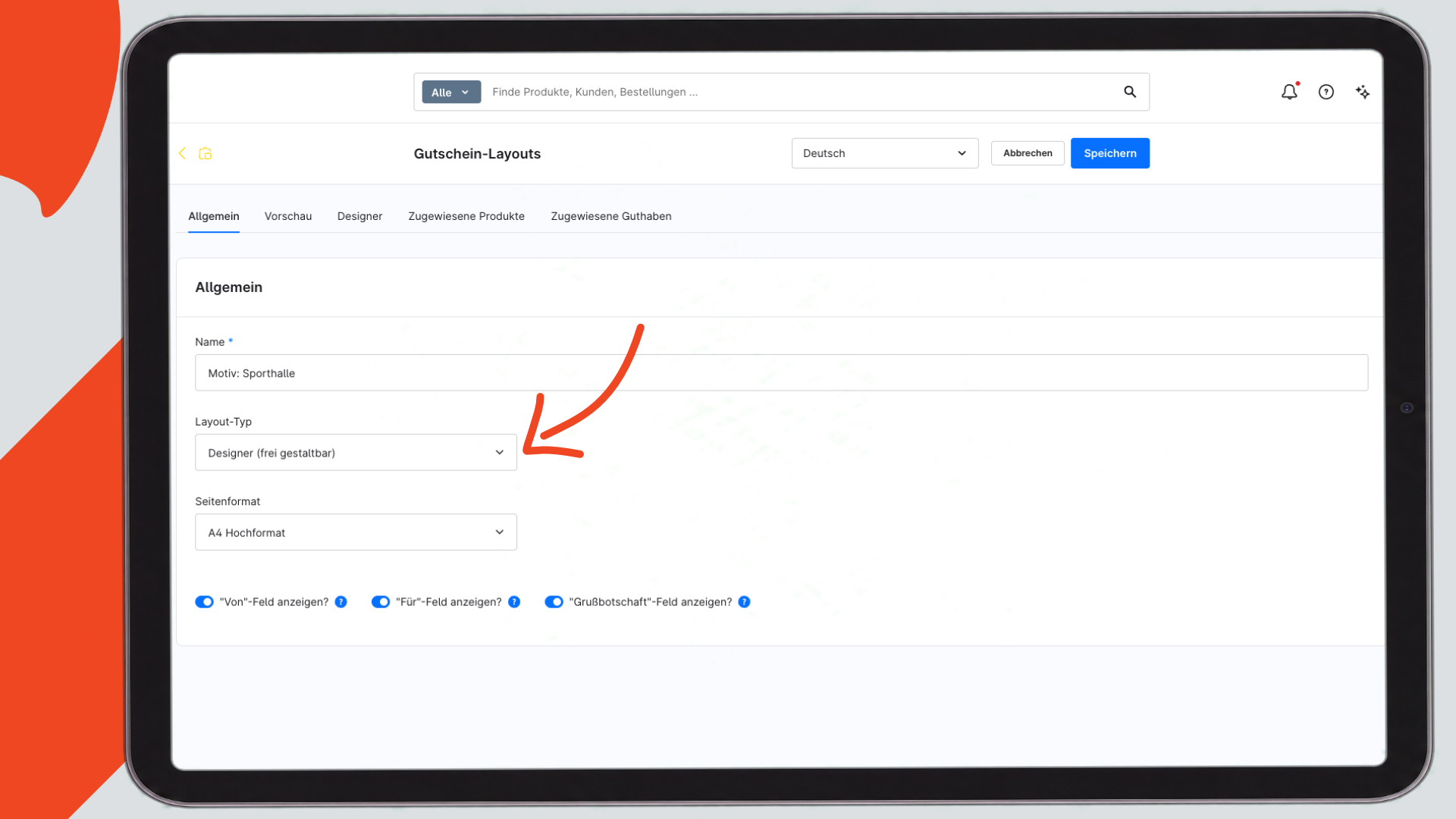 Admin: Layout-Verwaltung - Layout-Typ Designer