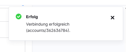 Die Meldung „Verbindung erfolgreich".