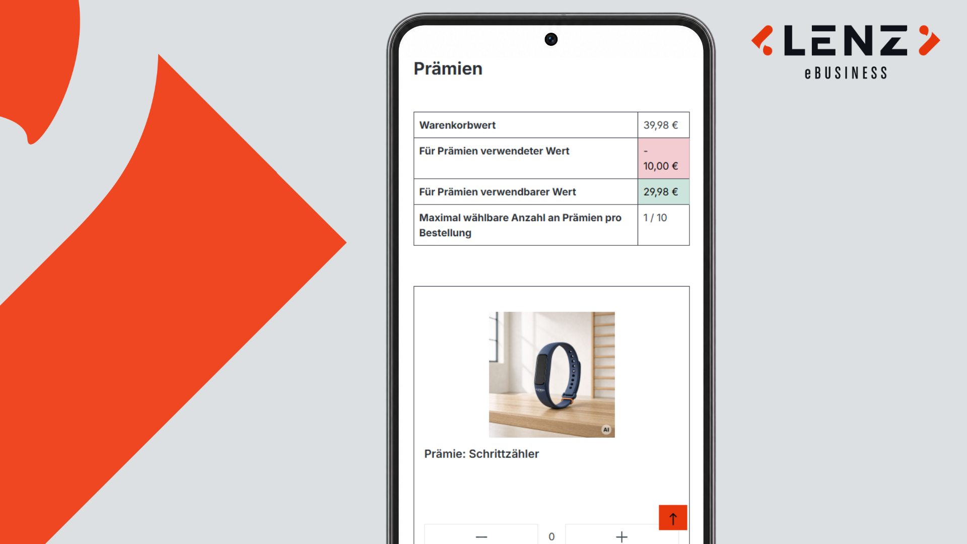 Storefront: Prämienseite in der mobilen Ansicht