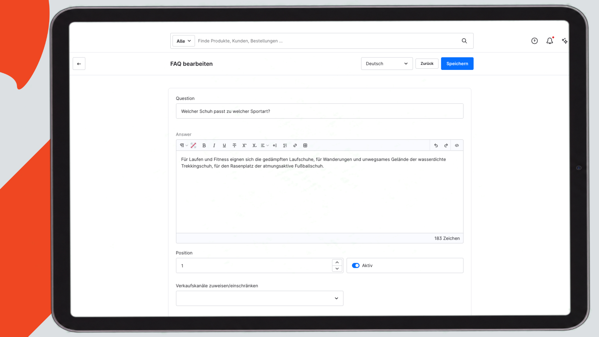 Admin: FAQ bearbeiten