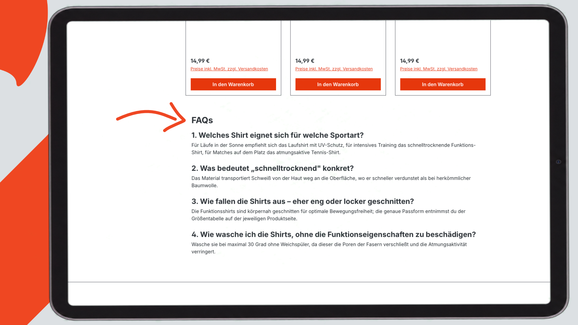 Storefront: FAQ auf der Kategorieseite