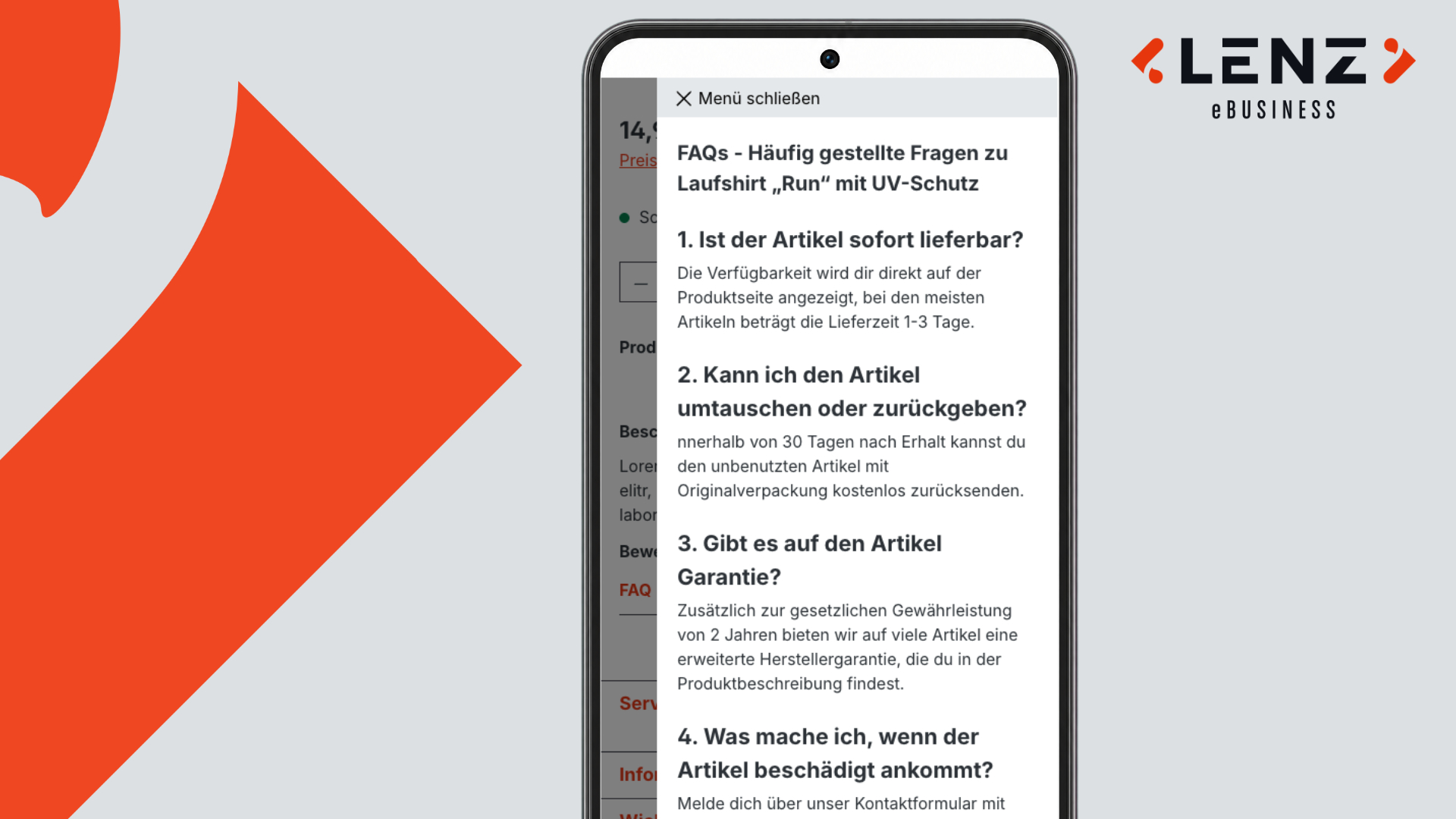 Storefront: FAQ auf der Produktdetailseite (mobil)