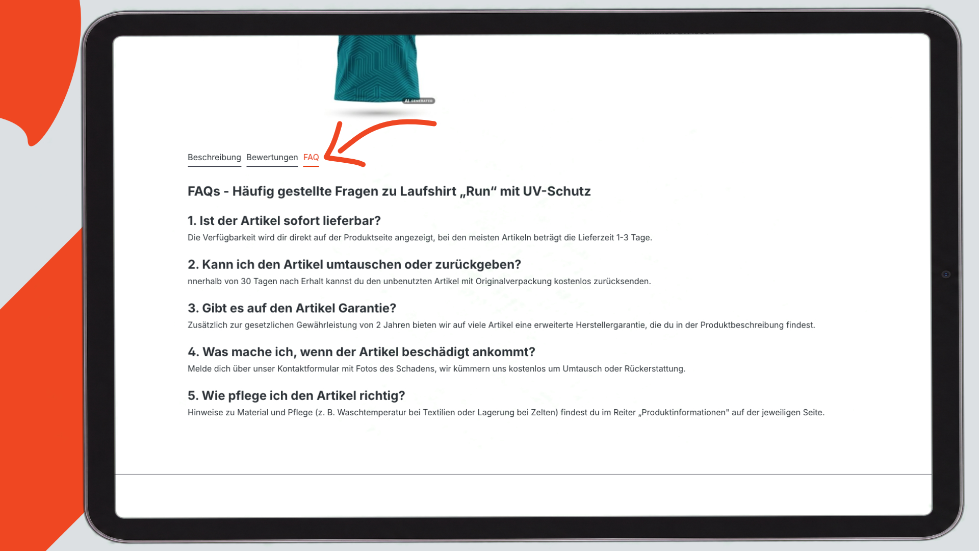 Storefront: FAQ auf der Produktdetailseite
