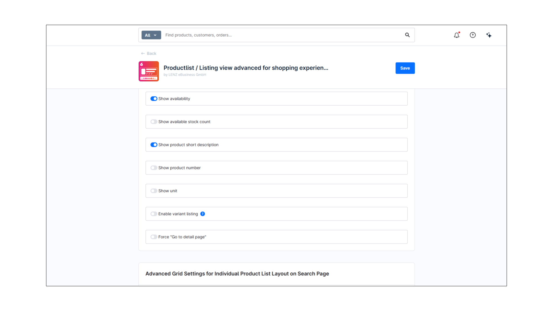 Produktliste / Listenansicht Advanced mit Varianten in Erlebniswelten (Listing) für Shopware 6