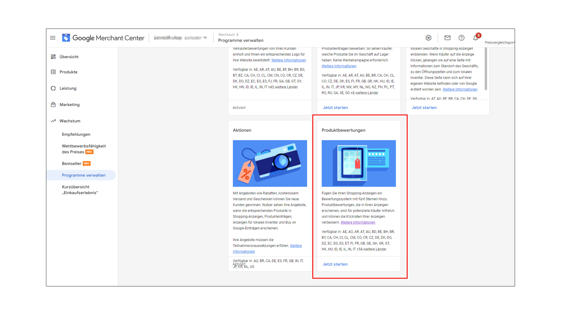Google Produktbewertungsexport