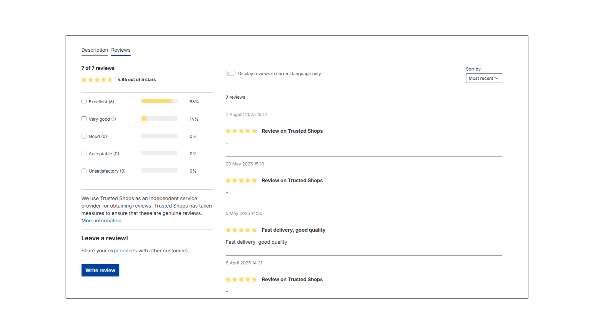 Trusted Shops Produktbewertungen importieren PRO
