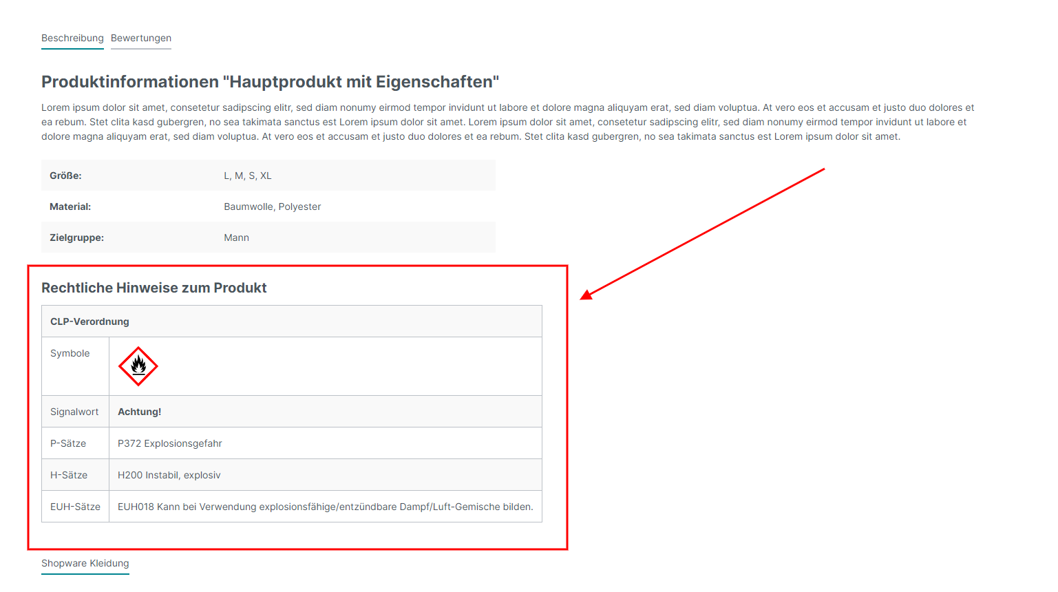 Rechtliche Angaben (CLP, Biozid, Elektro, Batterie, Lebensmittel, Spielzeug)
