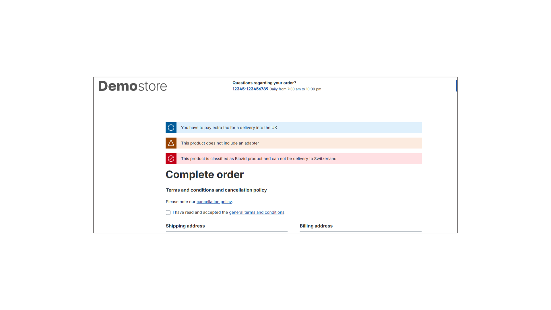 Vertriebsbeschränkungen / Riskmanagement / Bestellung blockieren