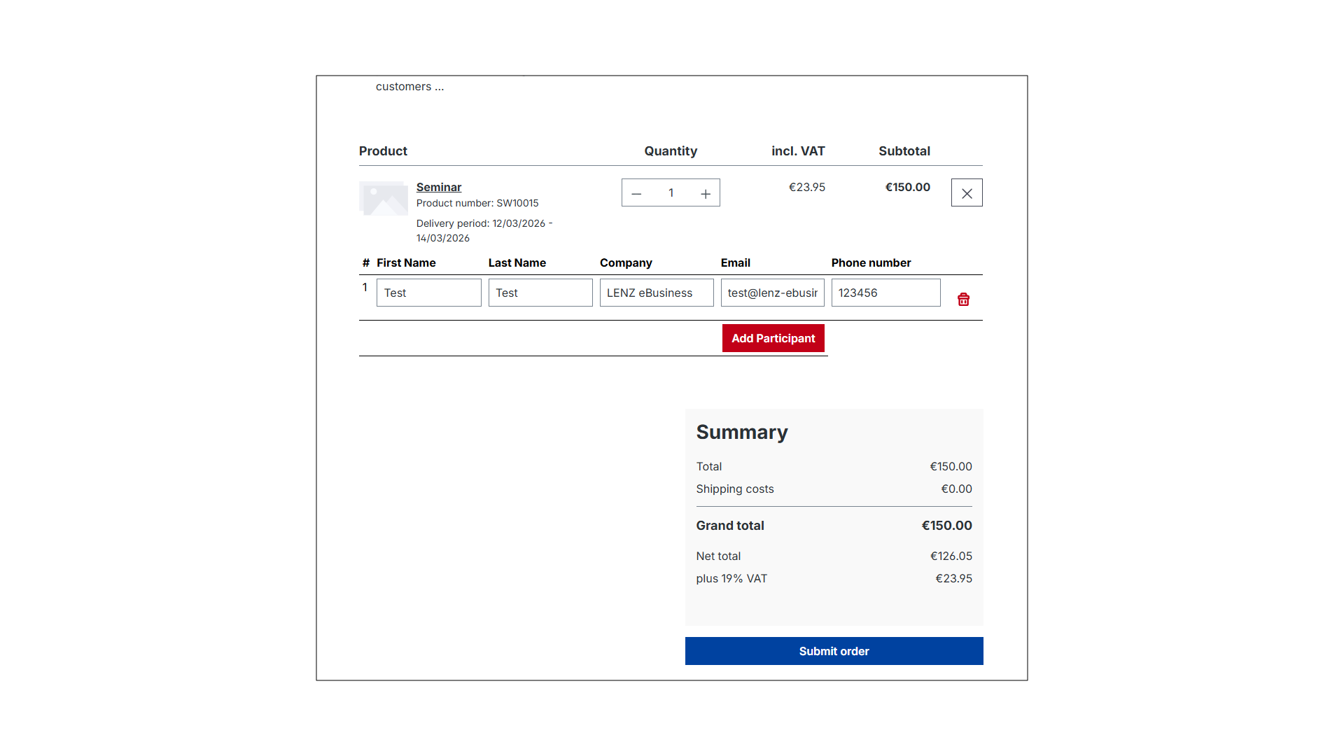 Teilnehmer buchen für Events, Seminare, Kurse, etc. mit Shopware 6