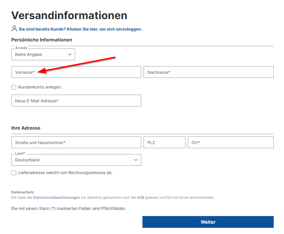 Usability Placeholder / Floating Labels für Shopware 6