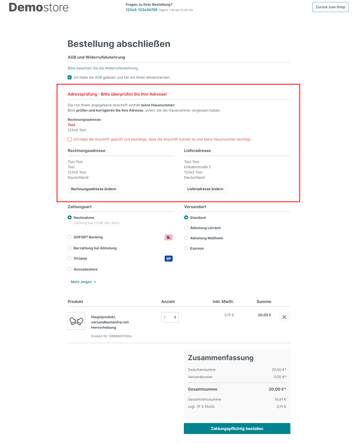 Adressprüfung / Hausnummern Überprüfung