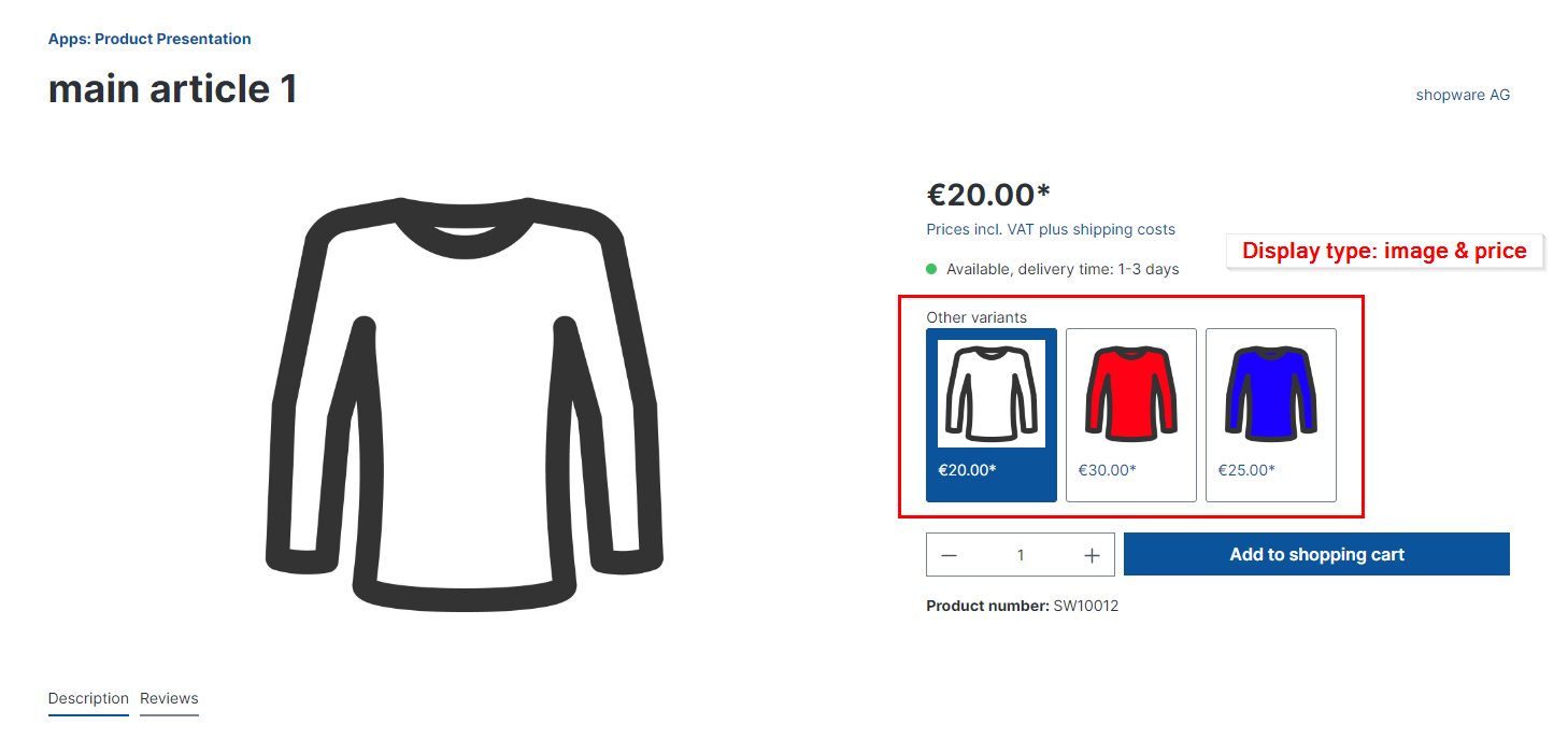 Hauptartikelvarianten / Pseudovarianten / Visuelle Variante