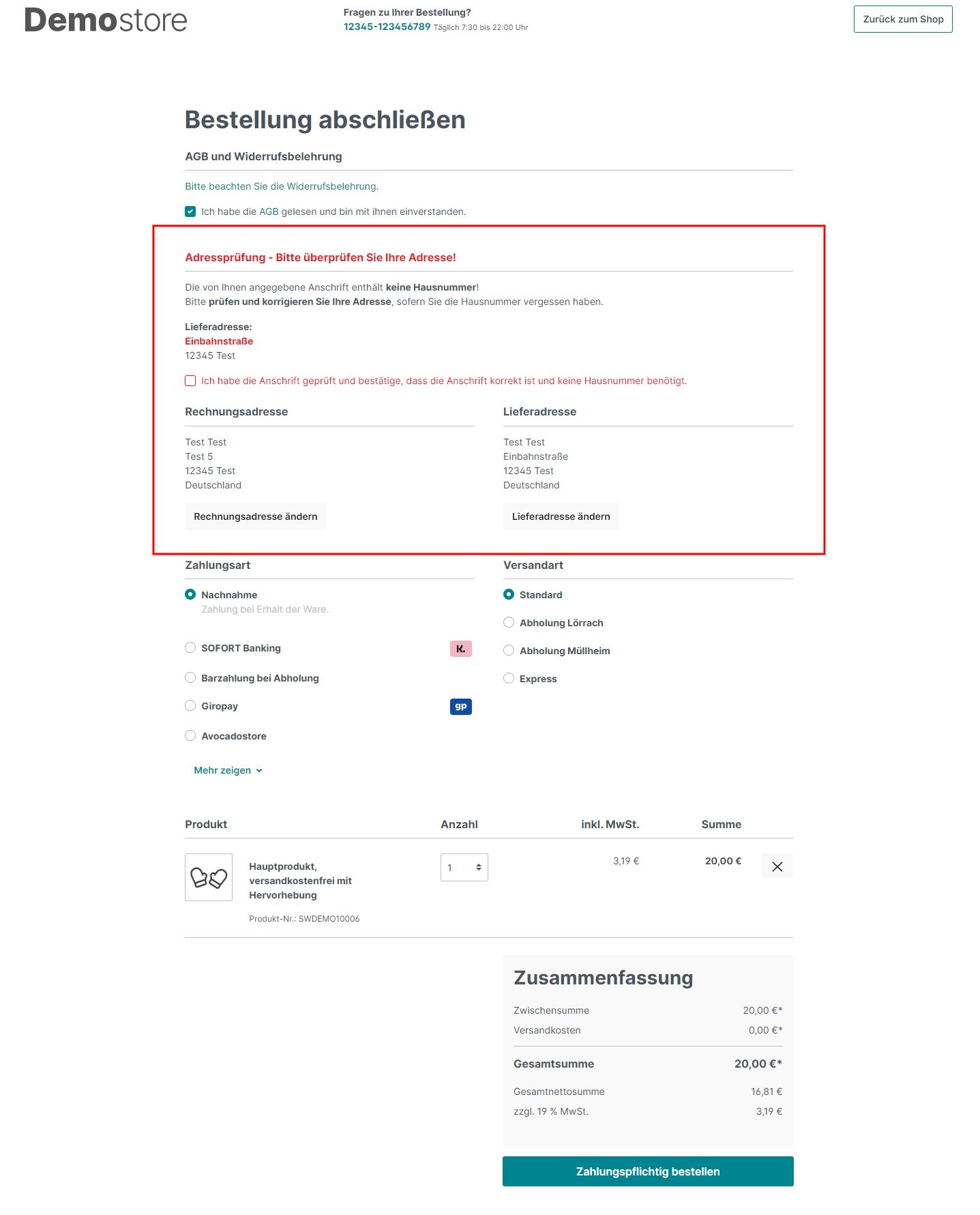 Adressprüfung / Hausnummern Überprüfung