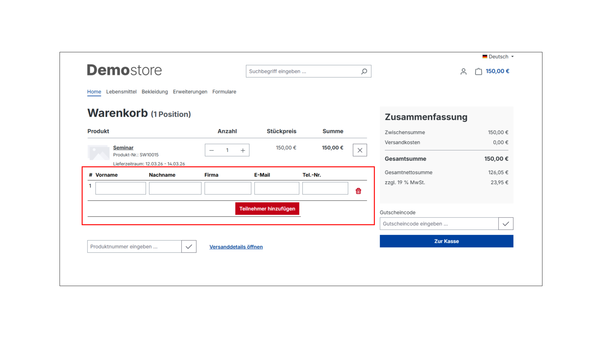 Teilnehmer buchen für Events, Seminare, Kurse, etc. mit Shopware 6