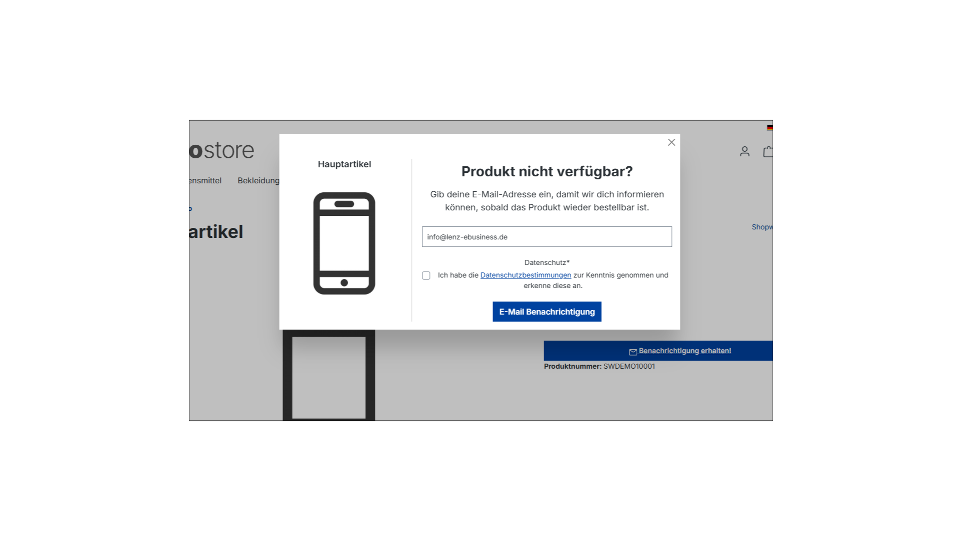 Wieder Auf Lager Benachrichtigung mit Auswertung