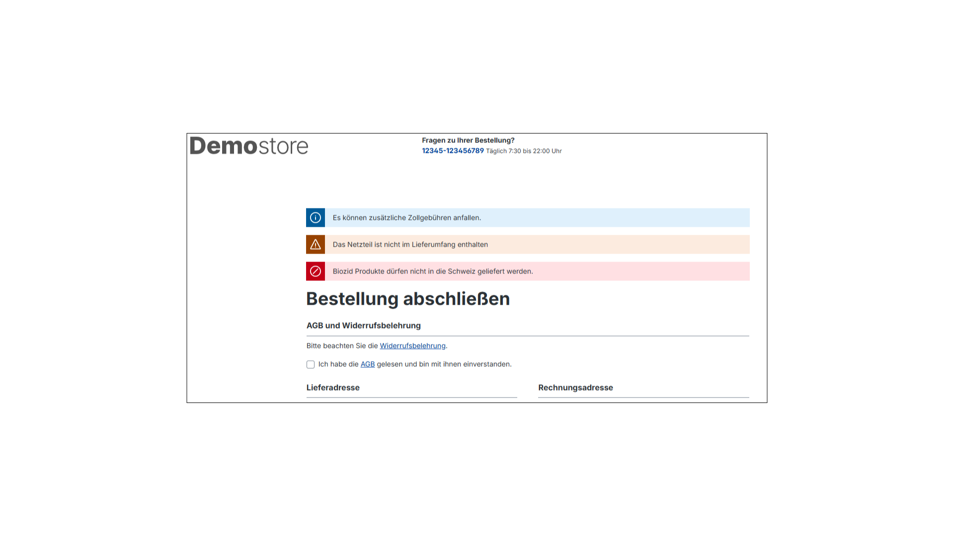 Vertriebsbeschränkungen / Riskmanagement / Bestellung blockieren