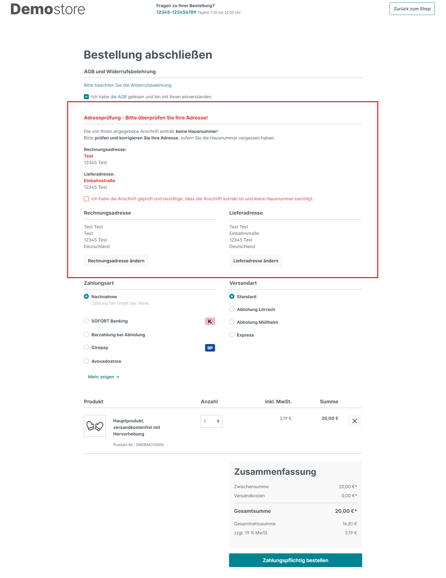 Adressprüfung / Hausnummern Überprüfung