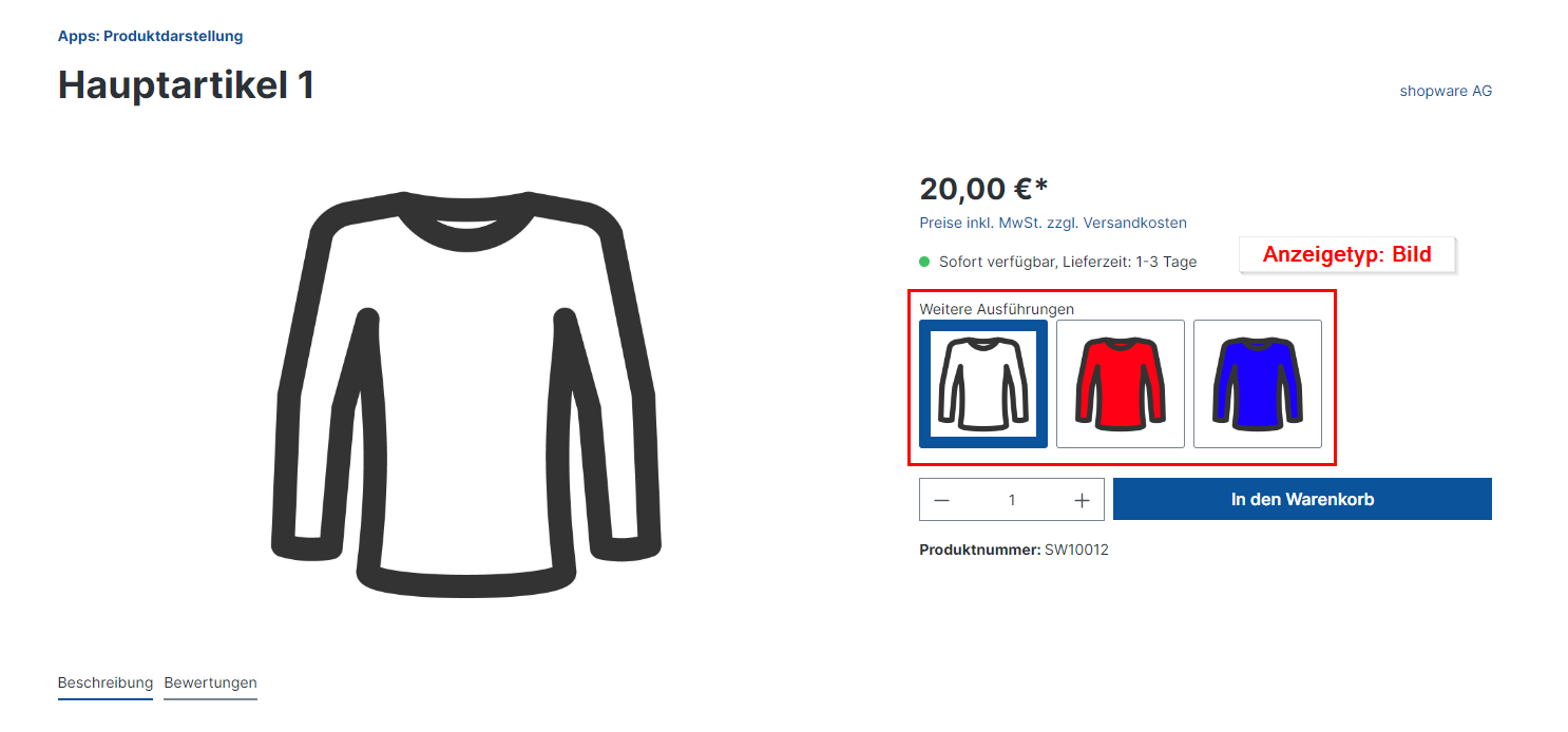 Hauptartikelvarianten / Pseudovarianten / Visuelle Variante