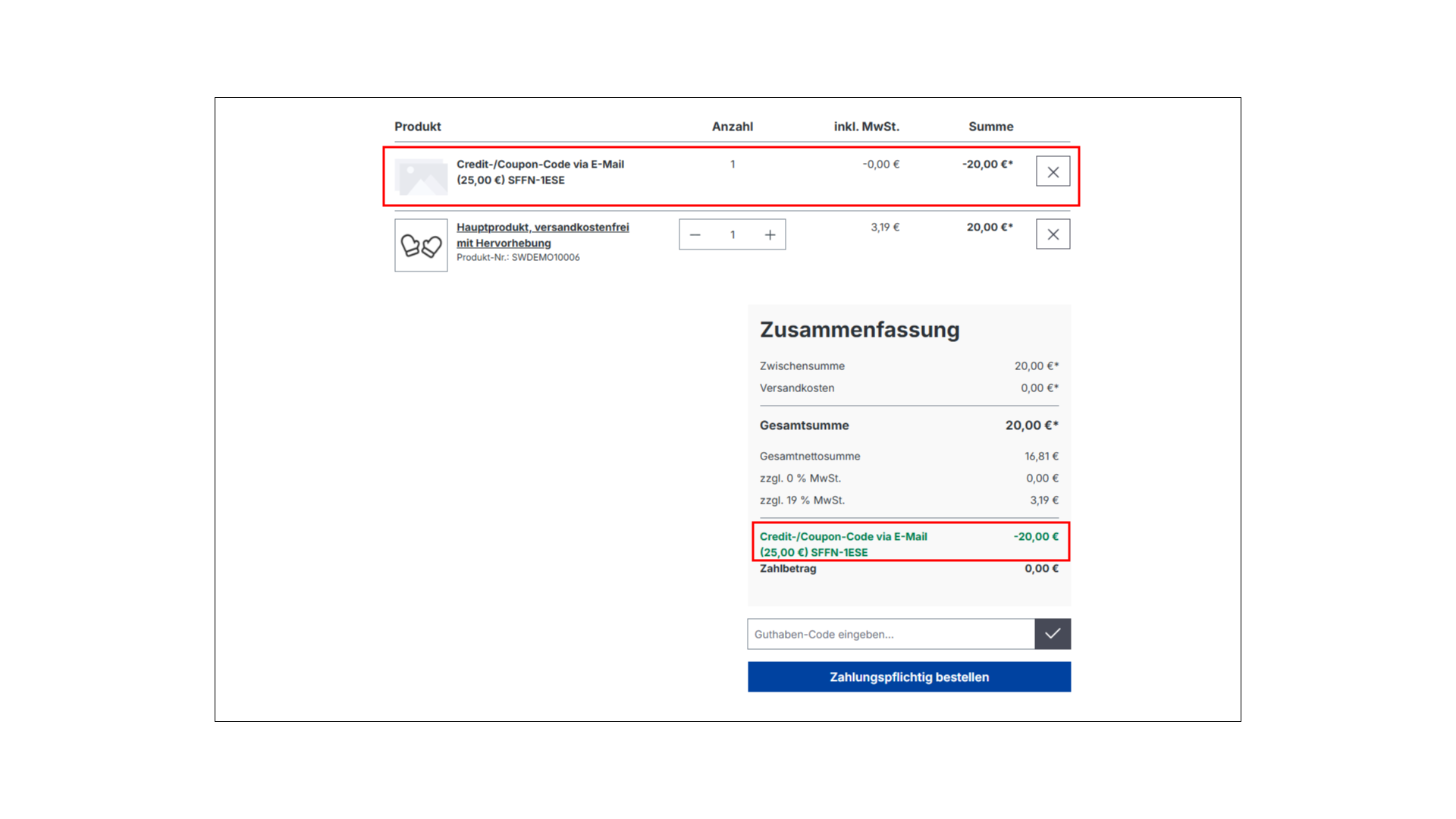 Guthaben / Kauf Gutscheine