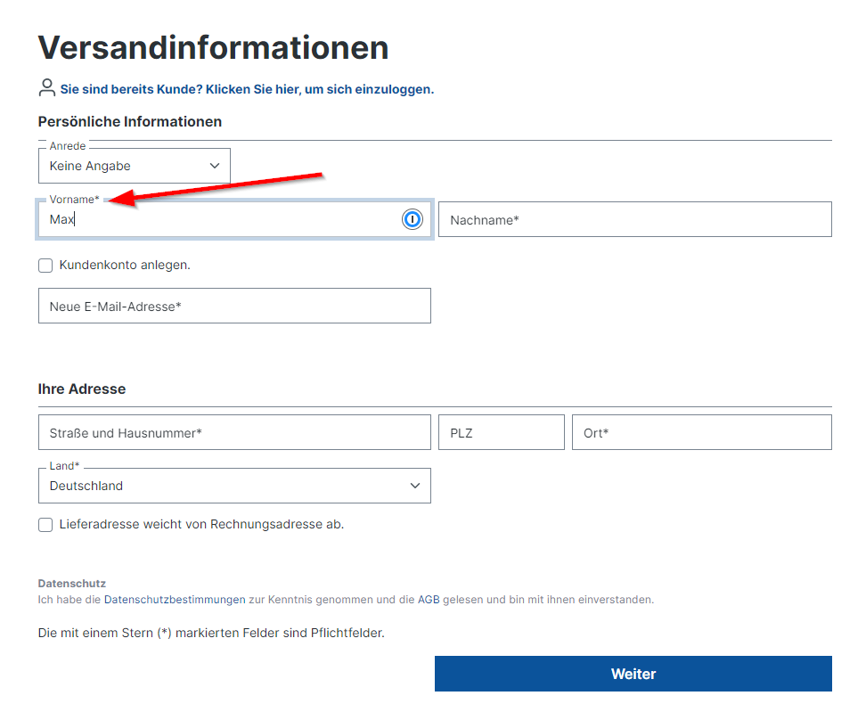 Usability Placeholder / Floating Labels für Shopware 6