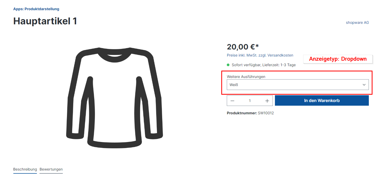 Hauptartikelvarianten / Pseudovarianten / Visuelle Variante