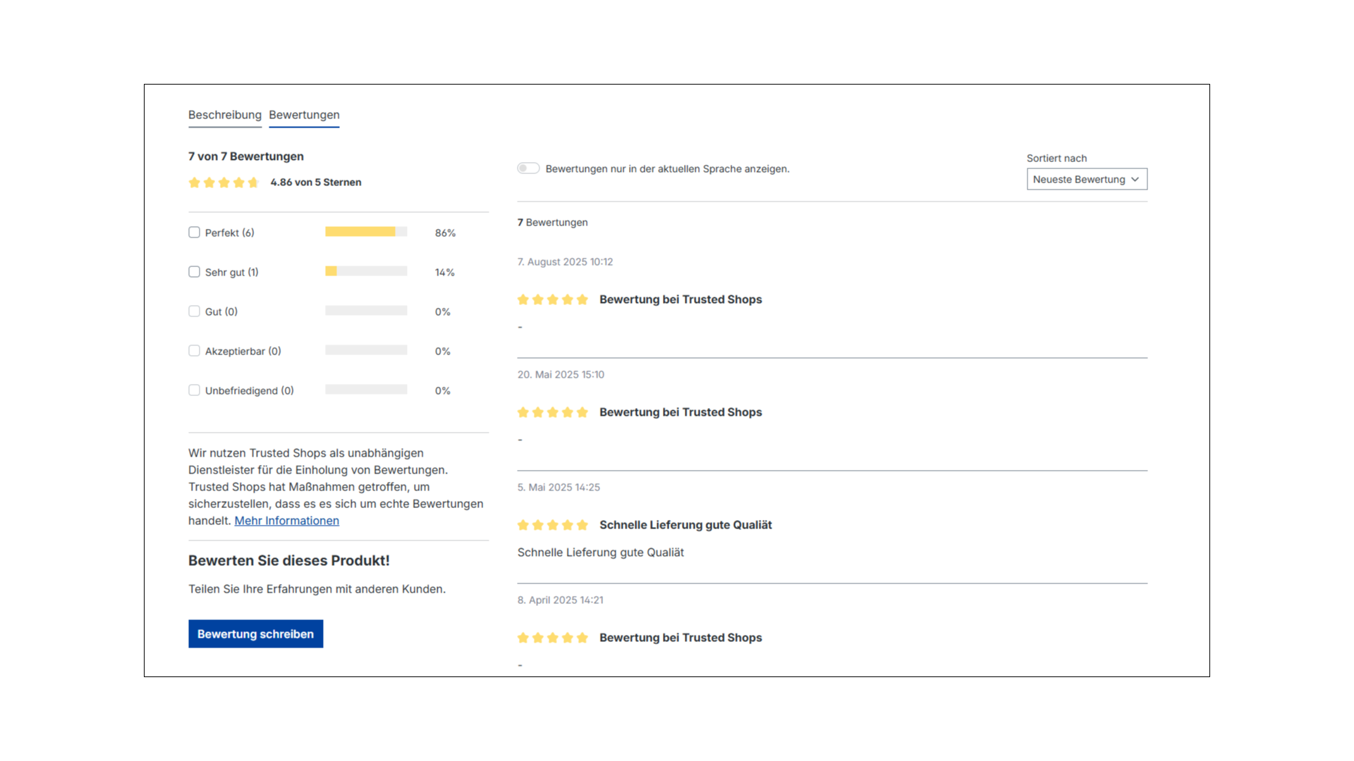 Trusted Shops Produktbewertungen importieren PRO