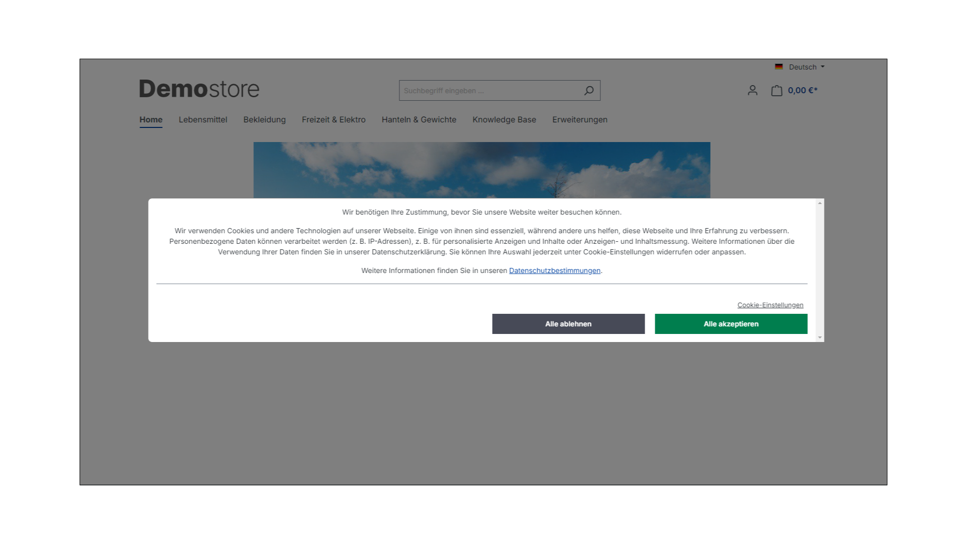 Cookie Consent Conversion Popup mit Menü Integration