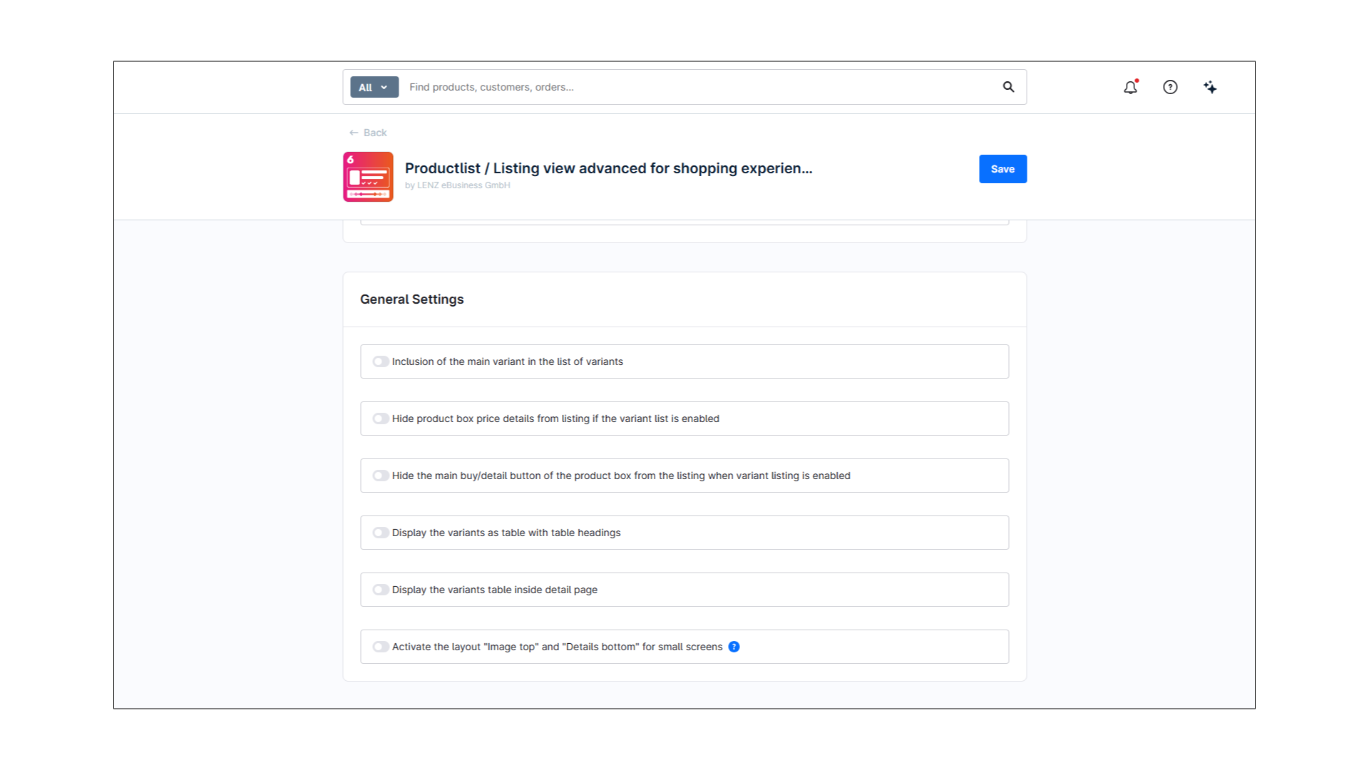 Produktliste / Listenansicht Advanced mit Varianten in Erlebniswelten (Listing) für Shopware 6