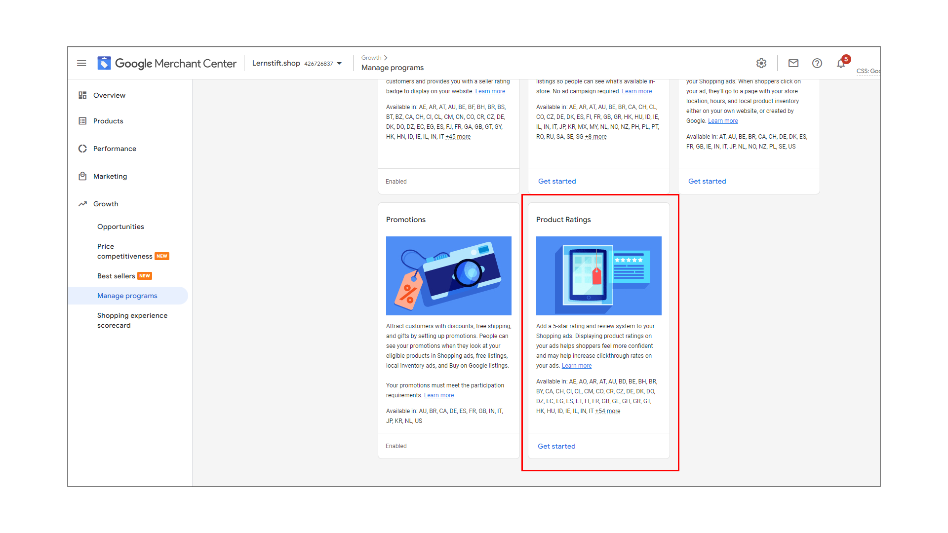 Google Produktbewertungsexport